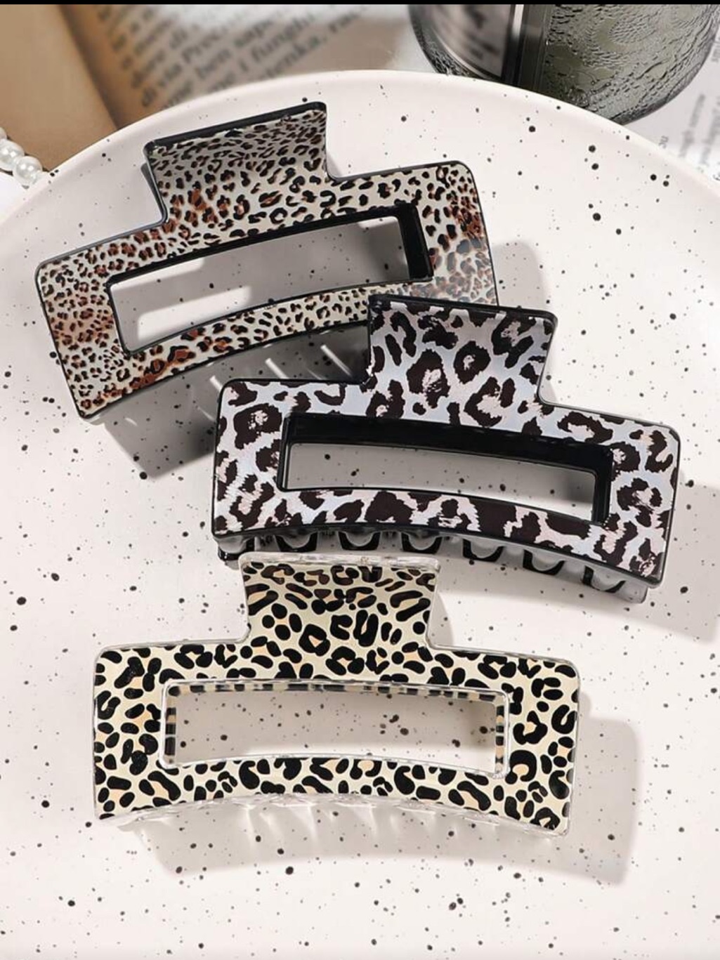 Leopard Print Rectangular Hair Claw Clip - Multicolor